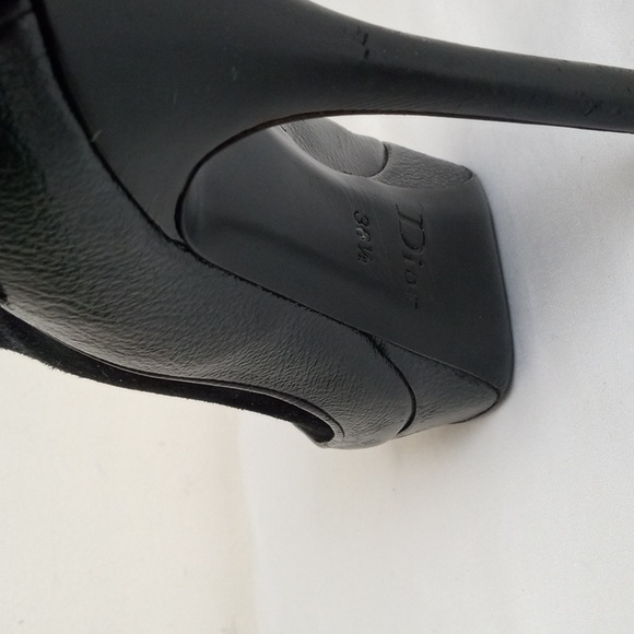 Dior (Authentic) Black Suede & Leather Ankle Bootie Heel Sz 36.5 - Picture 12 of 16